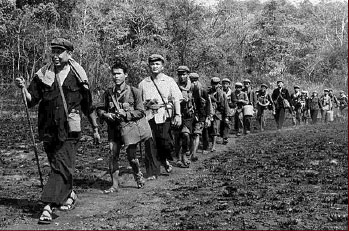 Pol Pot leading Khmer Rouge into jungle